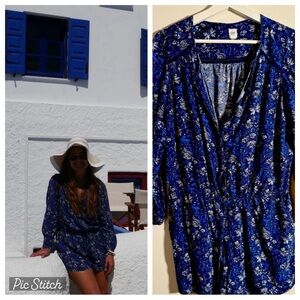 Mediterranean feel 🧿☀️ Paisley pattern (blue/white) shorts romper from Gap